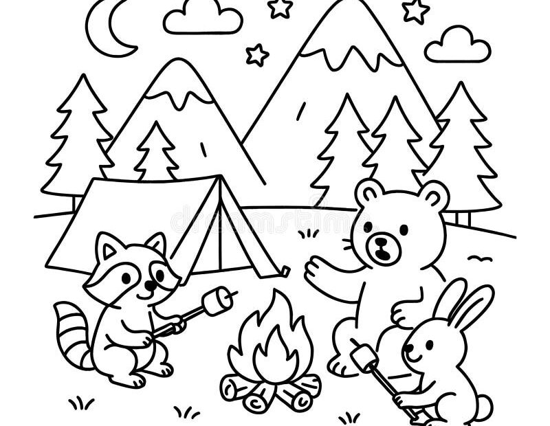 Campfire Coloring Book Stock Illustrations 223 Campfire Coloring