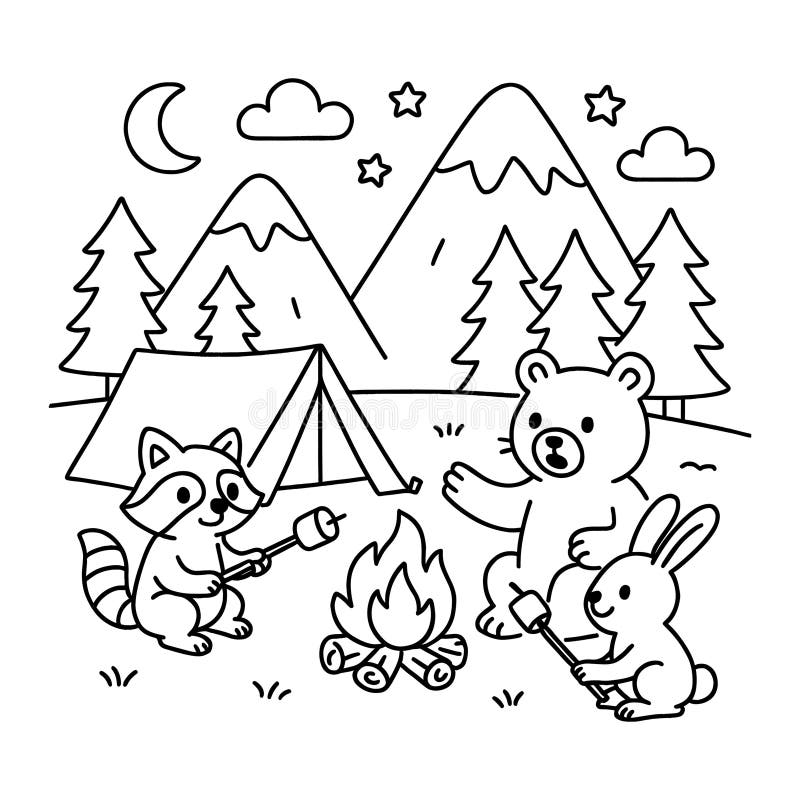 Campfire Coloring Book Stock Illustrations 223 Campfire Coloring 