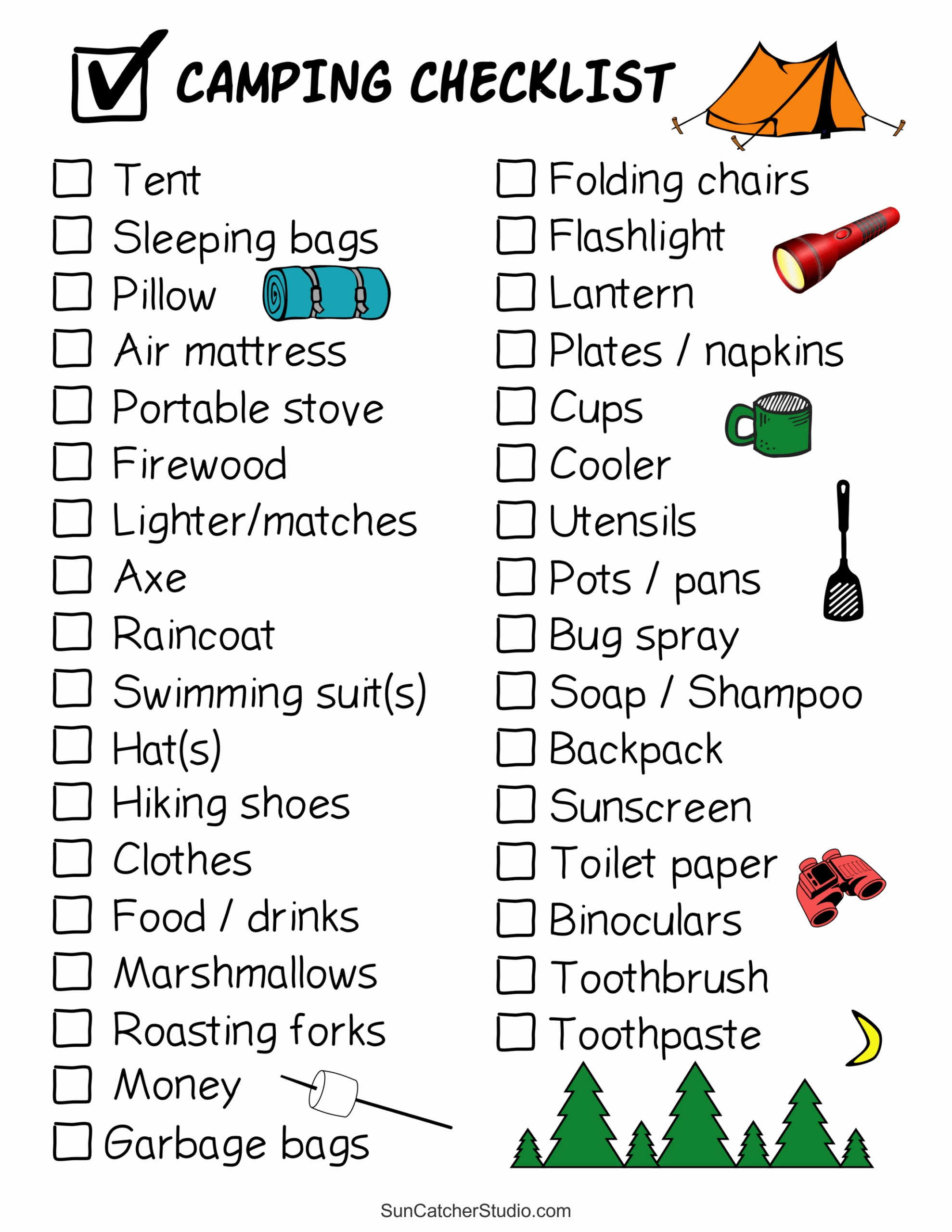 camping packing checklist printable