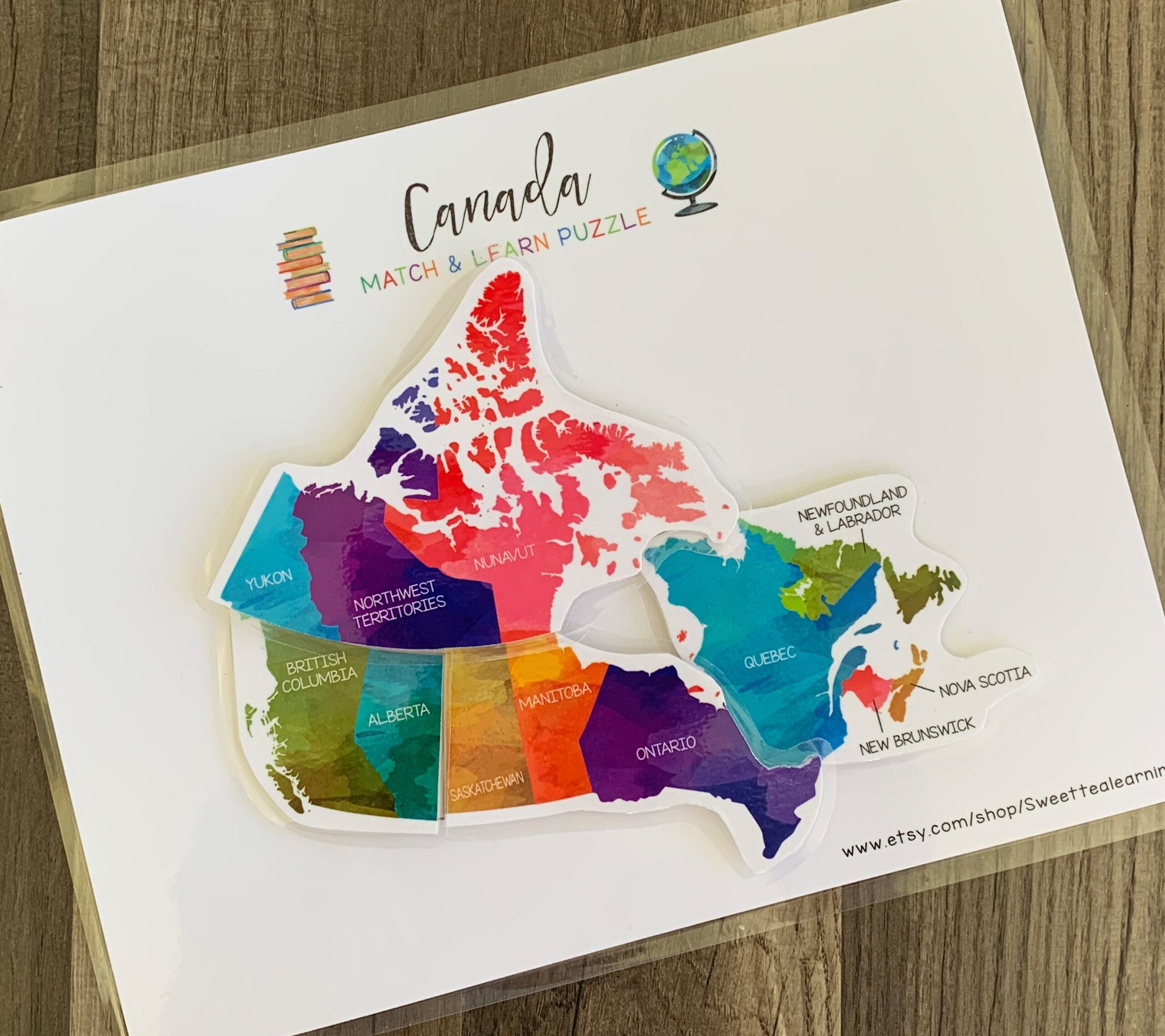 Canada Printable Map Kids Learning Puzzle Busy Book Binder Activity Homeschool Geography Lesson North America Digital File Download Etsy
