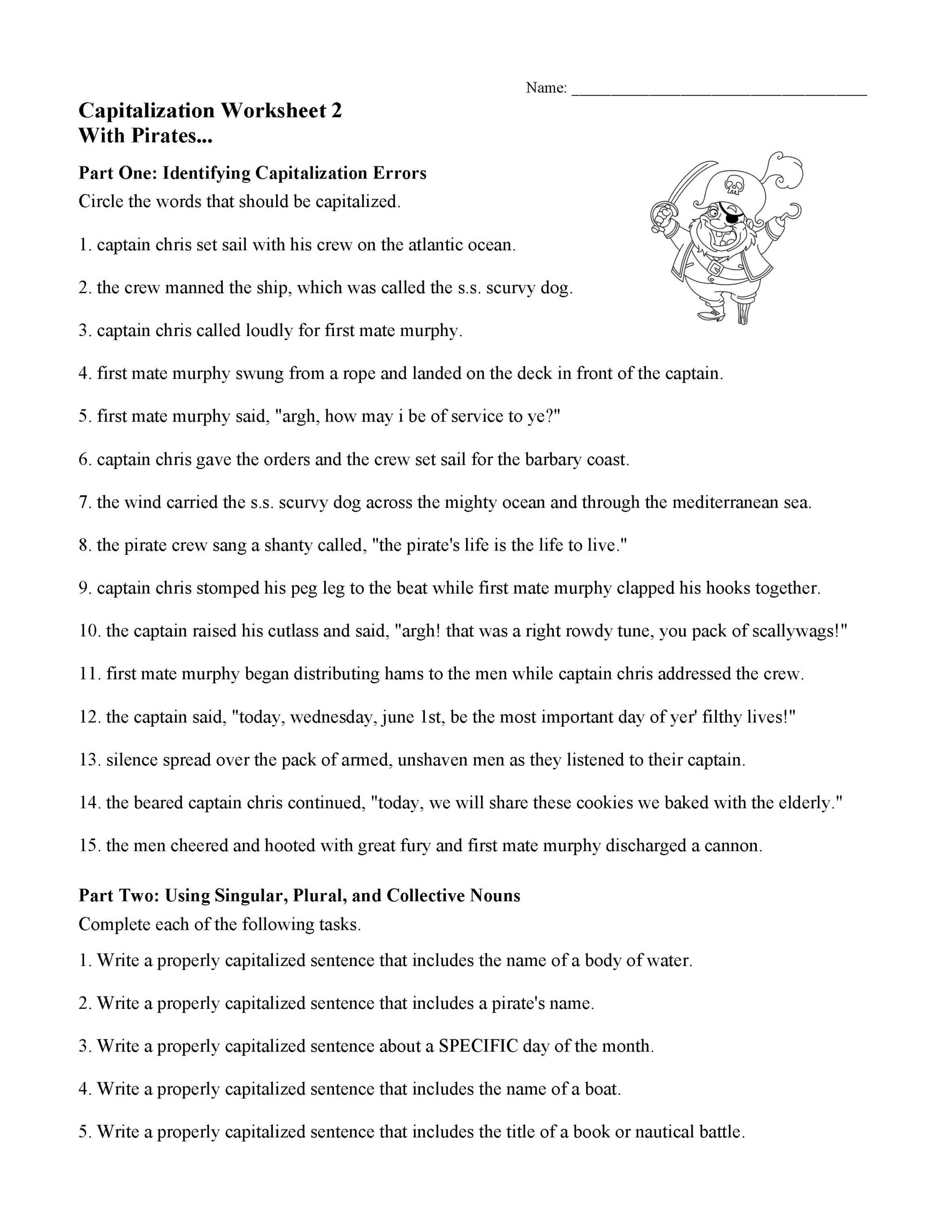 Capitalization Worksheet 2 Grammar Activity