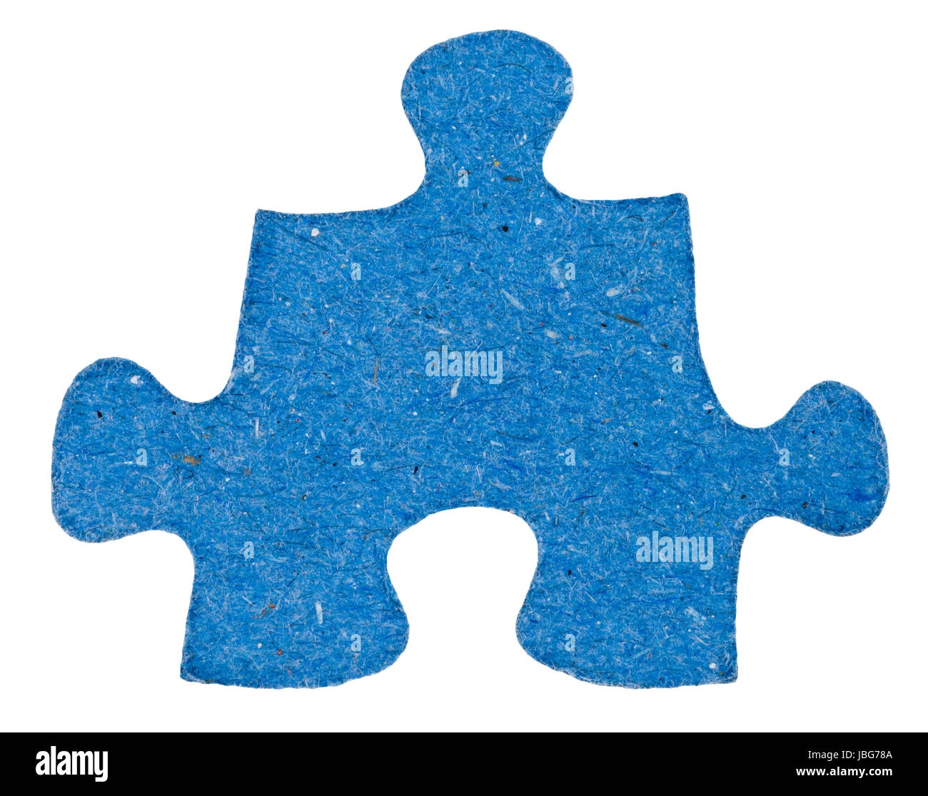 Cardboard Blue Piece Of Jigsaw Puzzle Isolated On White Background 