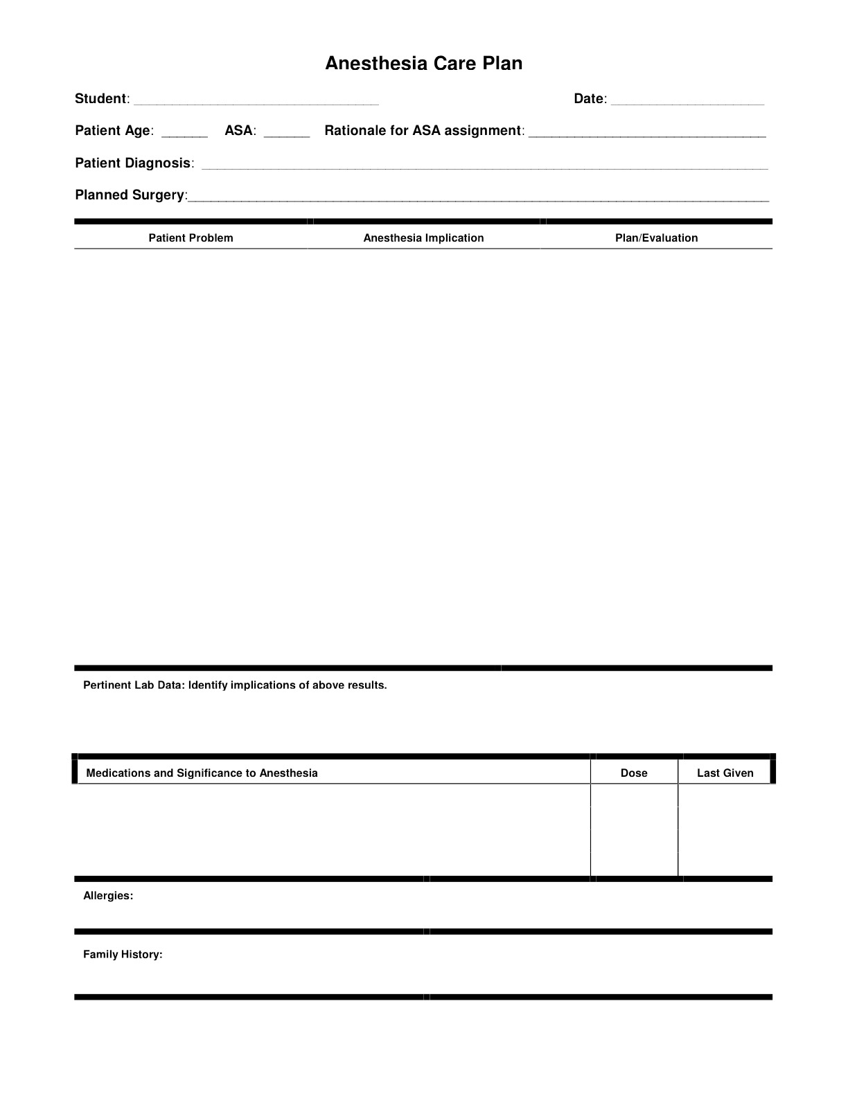 CAREPLAN DOC Anesthesia Care Plan Template Fillable Notability Gallery