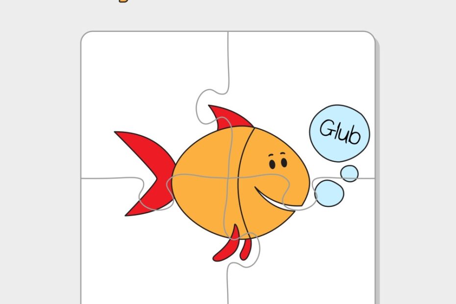 Cartoon Fish Puzzle Template For Children Vector Image