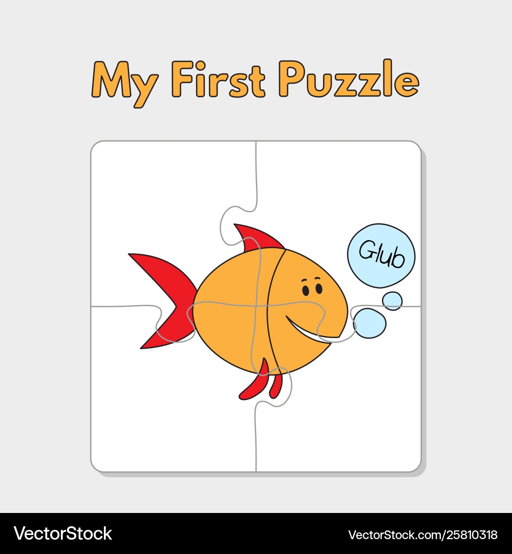 Cartoon Fish Puzzle Template For Children Vector Image