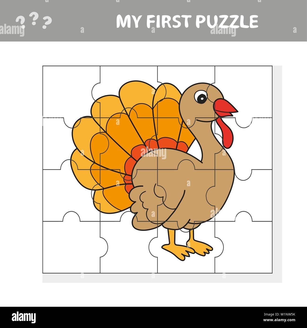 Cartoon Illustration Of Educational Jigsaw Puzzle Activity Game For Children With Funny Turkey Farm Animal Character Stock Vector Image U0026 Art Alamy
