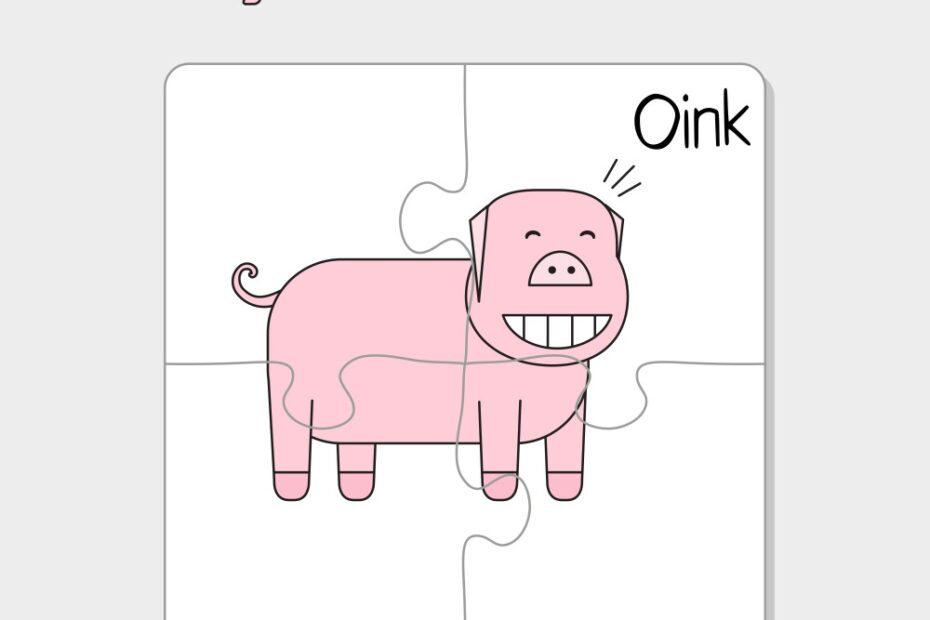 Cartoon Pig Puzzle Template For Children Vector Image