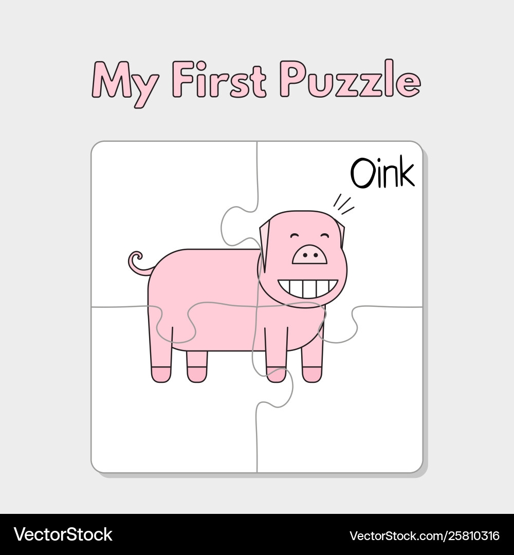 Cartoon Pig Puzzle Template For Children Vector Image