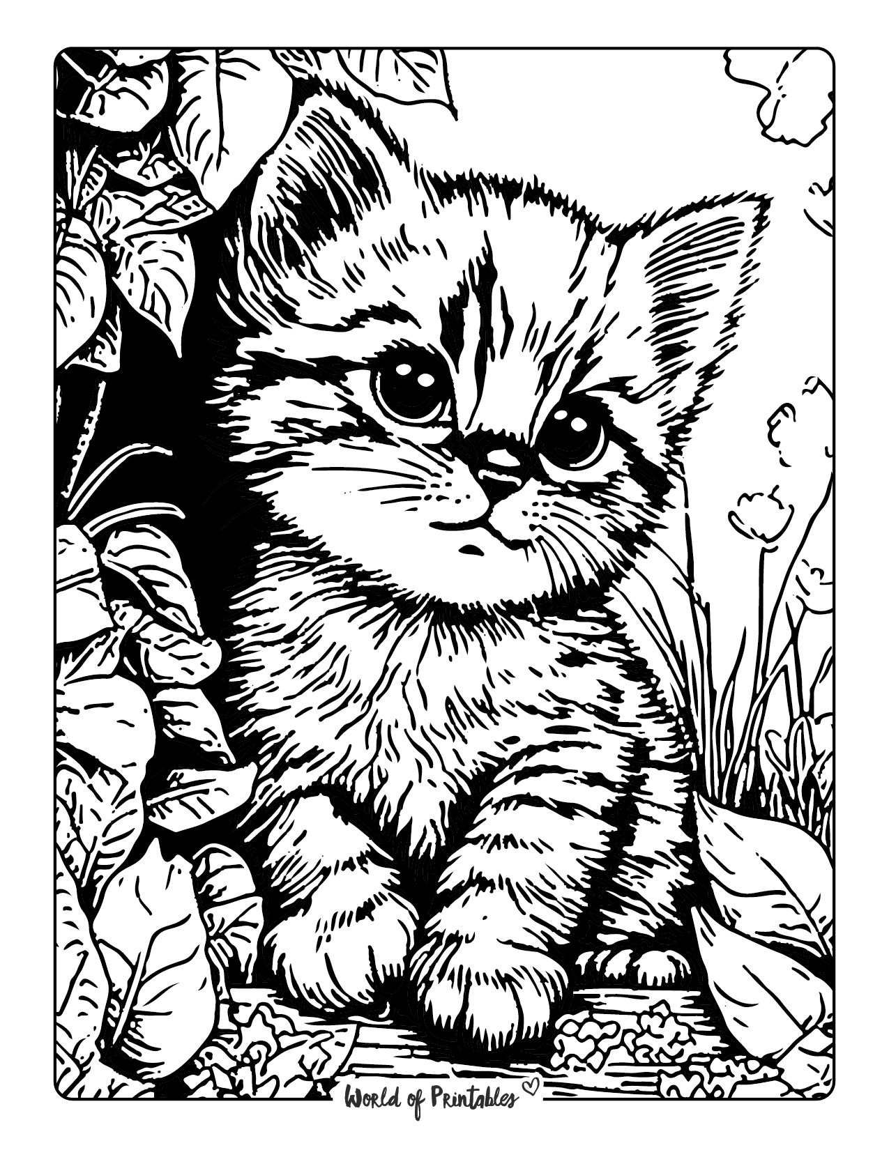 realistic cat coloring page