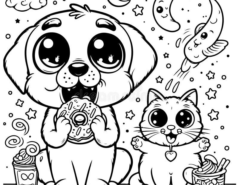 Cat Dog Coloring Pages Stock Photos Free U0026 Royalty Free Stock