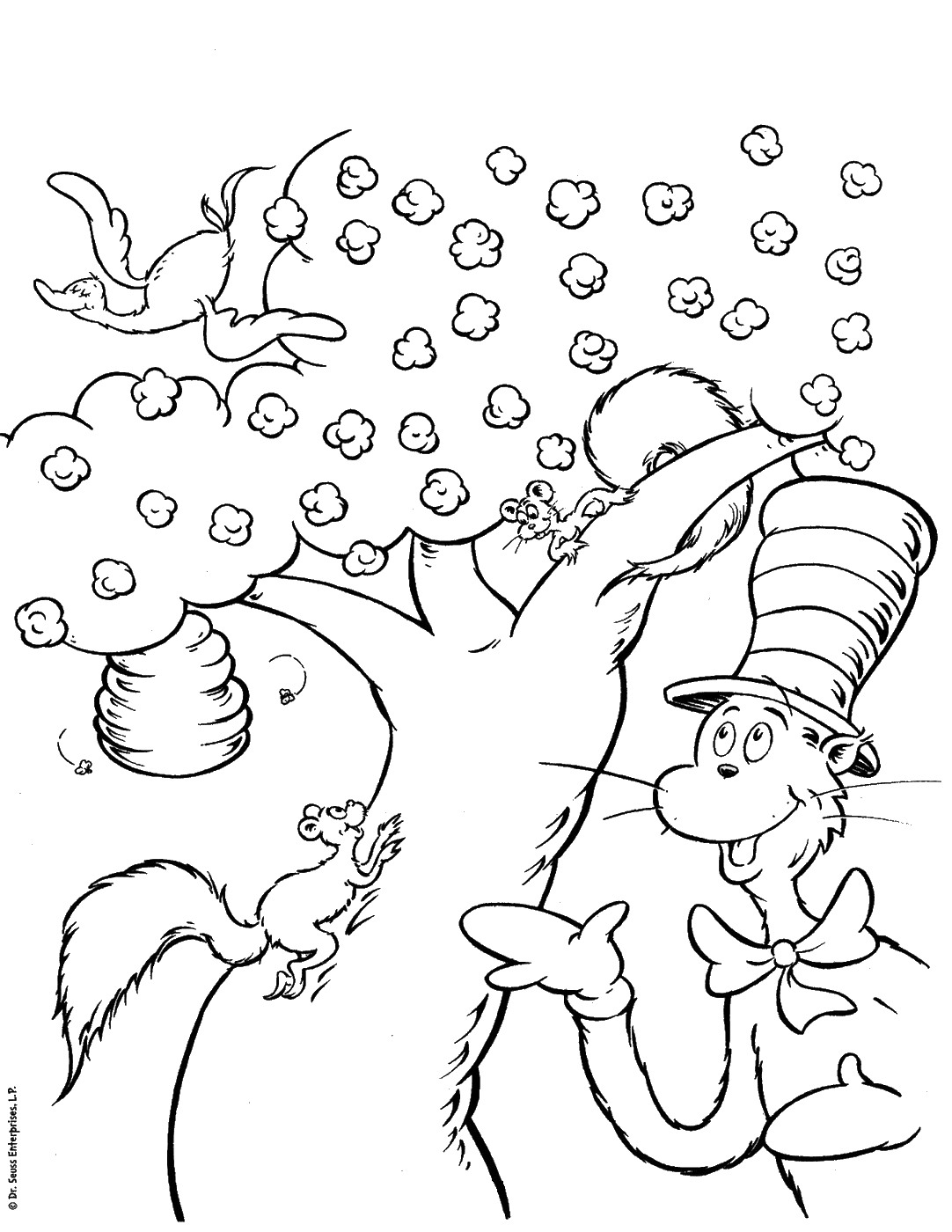 cat in the hat hat coloring pages