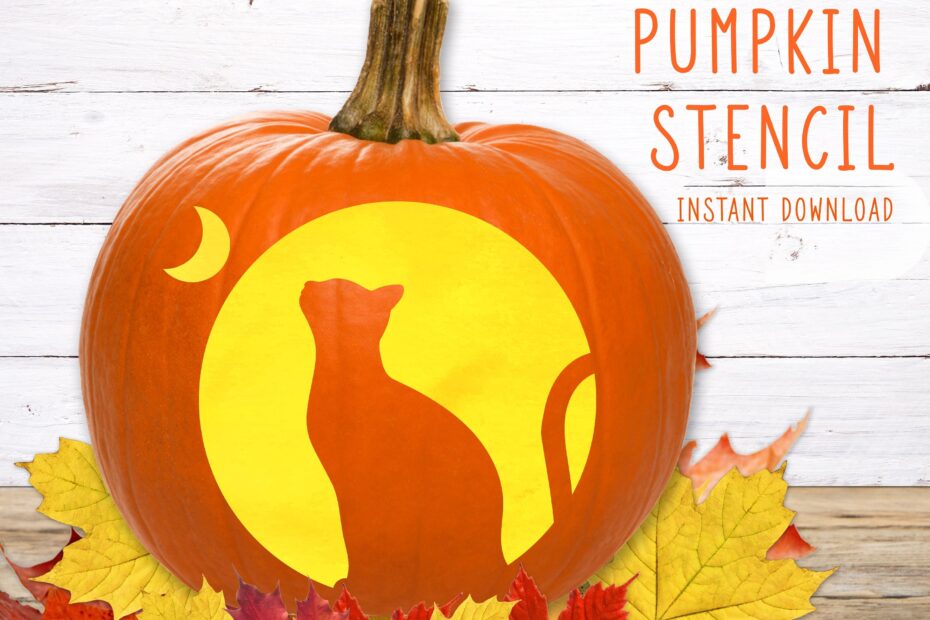 Cat Pumpkin Stencil PRINTABLE Pumpkin Stencil Jack O Lantern