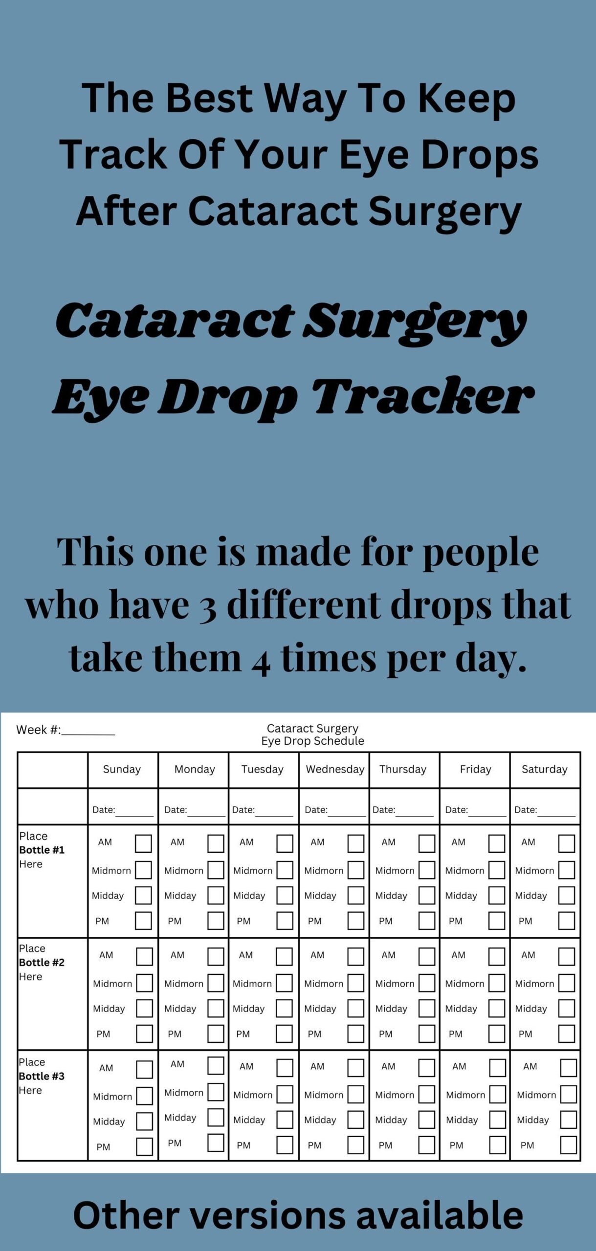 Cataract Eye Drop Schedule For Cataract Surgery Medication Tracker Eye Drop Log For Medication Chart Eyedrops Schedule Etsy UK