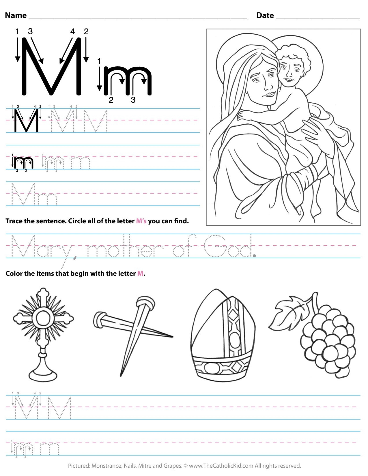 letter m worksheet preschool