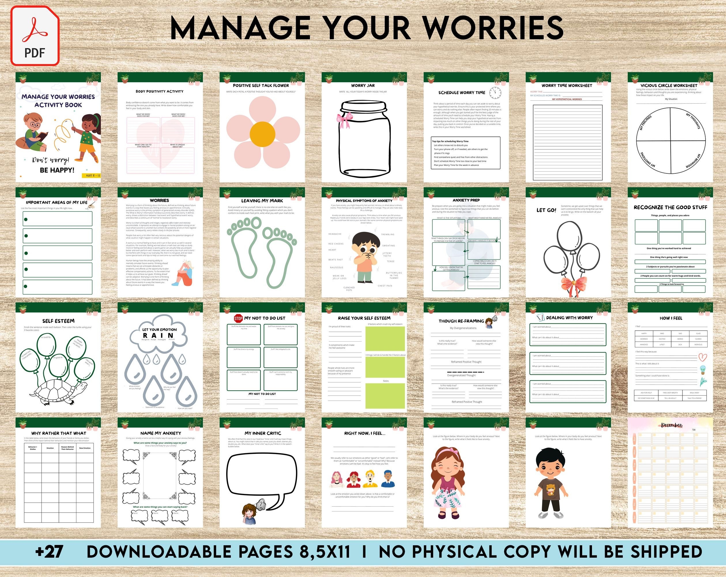 CBT Activities For Kids Ages 8 12 CBT Worksheets Anxiety Relief 