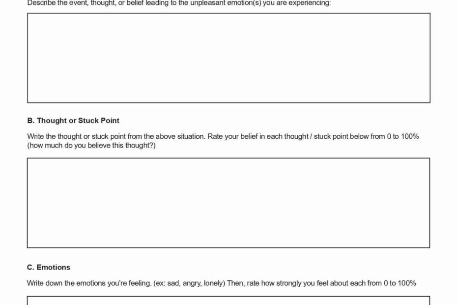 Challenging Beliefs Worksheet Editable Fillable Printable PDF TherapyByPro