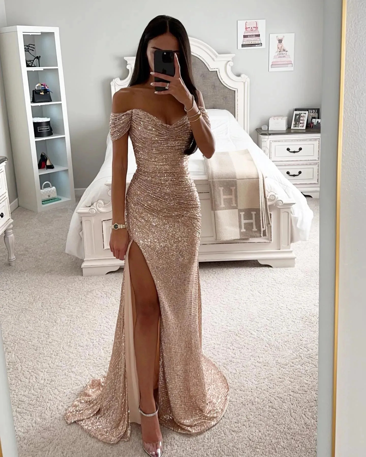 champagne color formal dress