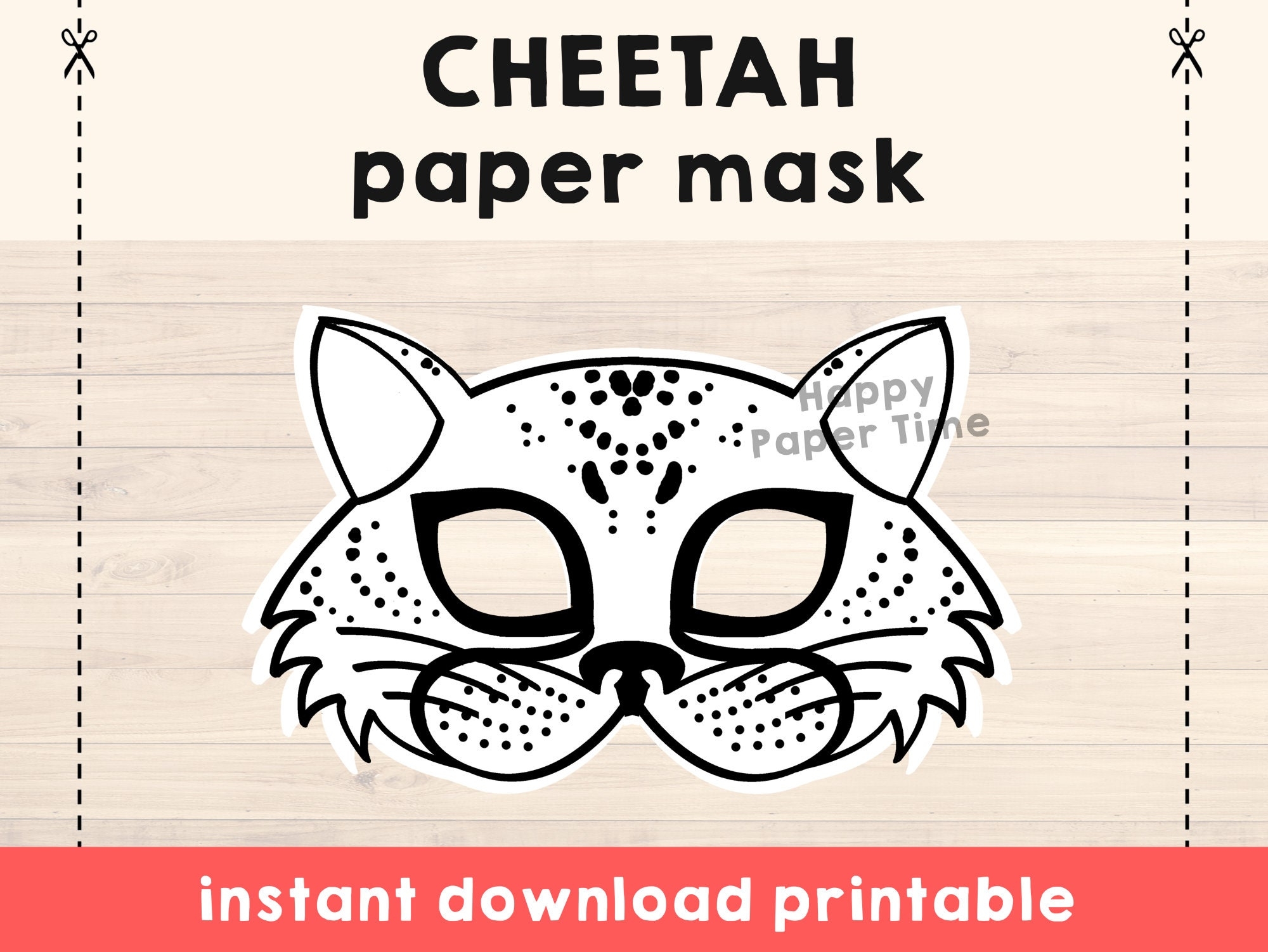 Cheetah Mask Printable Cheetah Costume Mask Paper Safari Party Jungle Animal Mask Jungle Party Favor Animal Craft Kids Instant Download Etsy