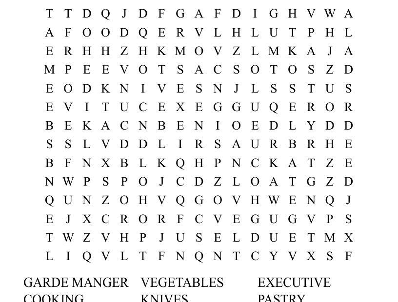 Chefs Word Search WordMint