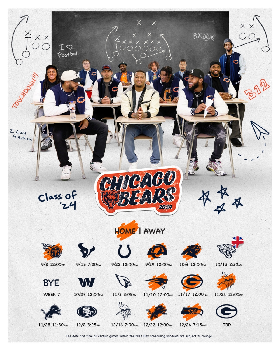 Chicago Bears Schedule 2024 Opponents Dates Times How To Watch On Tap Sports Net