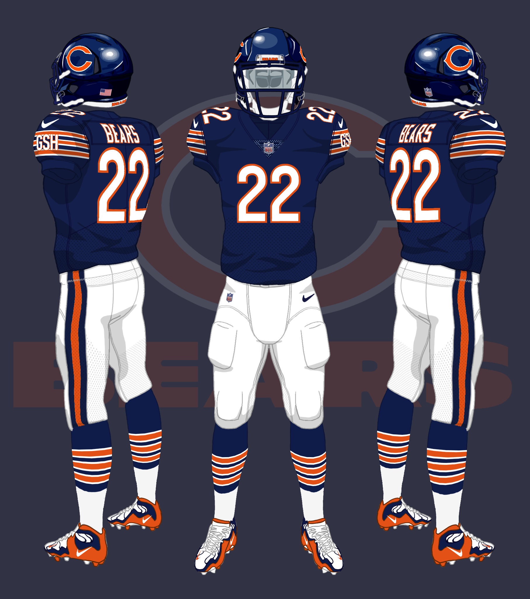 Chicago Bears Uniform History Chicago Bears Uniforms Framed Evolution History Chicago Bears