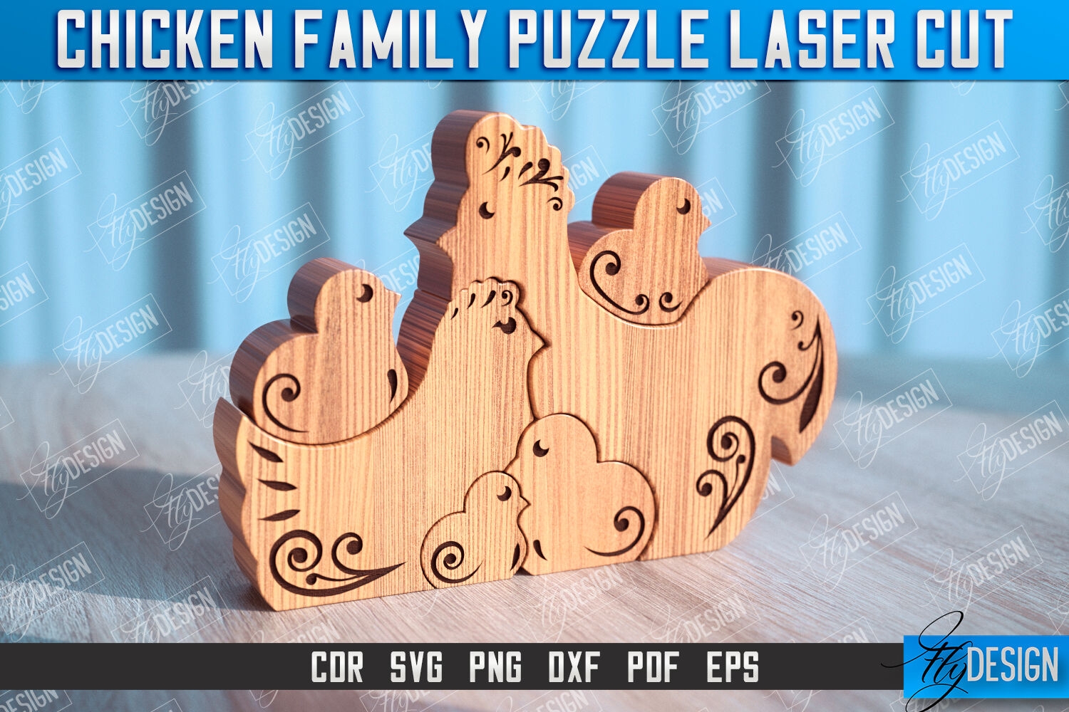 Chicken Family Puzzle Bundle Chicken Puzzle Template Eco Friendly By Fly Design TheHungryJPEG