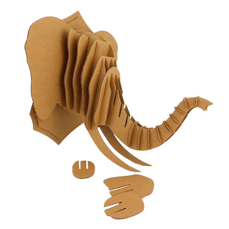 China Wall Art Cardboard Elephant Head 3D Puzzle For Self assembly CS143 Manufacturer And Supplier Charmer