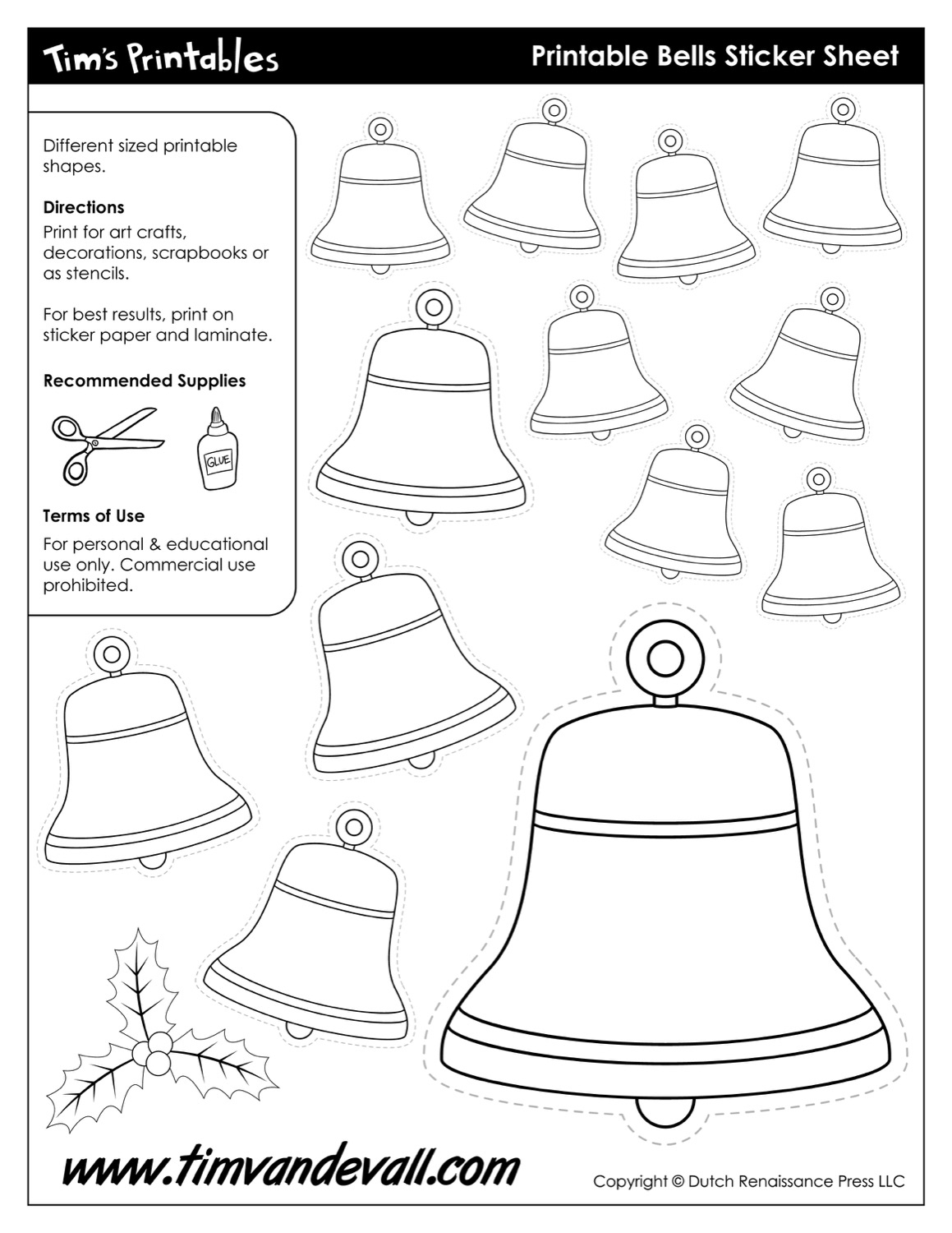 Christmas Bell Templates Tim s Printables