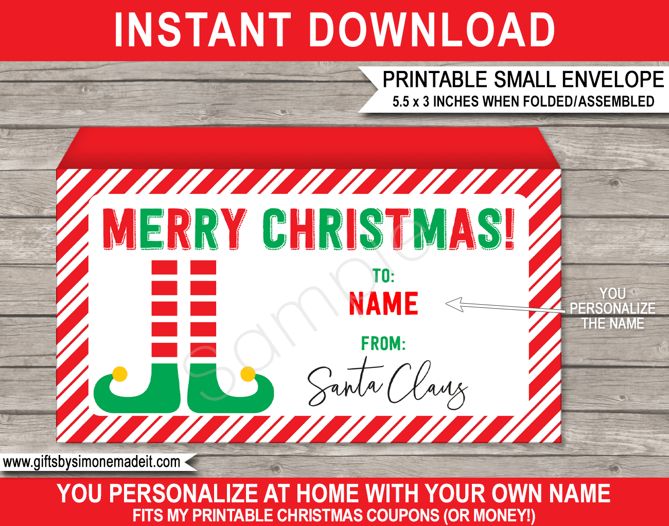 Christmas Coupon Book U0026 Envelope Elf From Santa Red U0026 Green