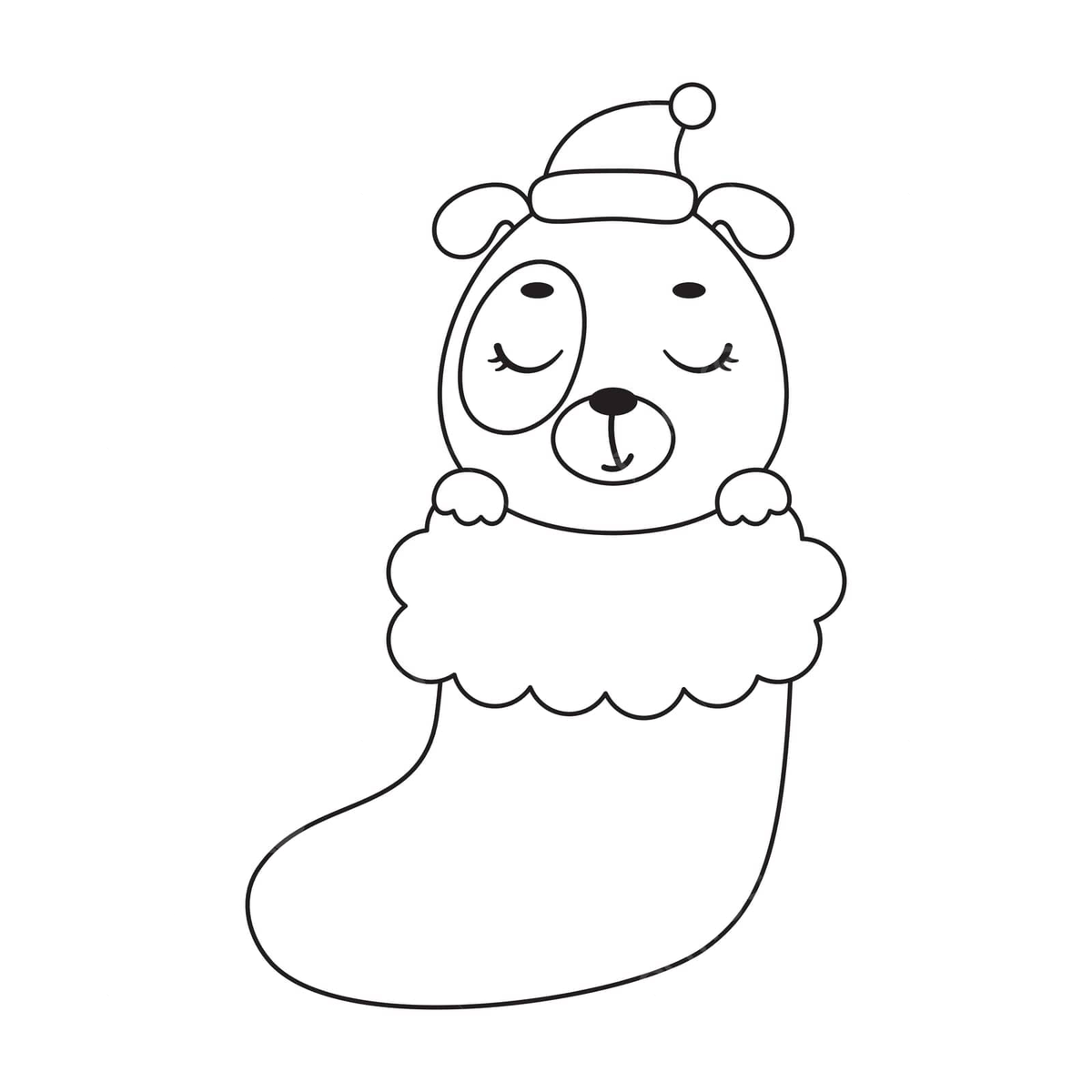 Christmas Dog Coloring Page For Kids With Cute Animal Illustration Vector Christmas Drawing Animal Drawing Dog Drawing PNG And Vector With Transparent Background For Free Download