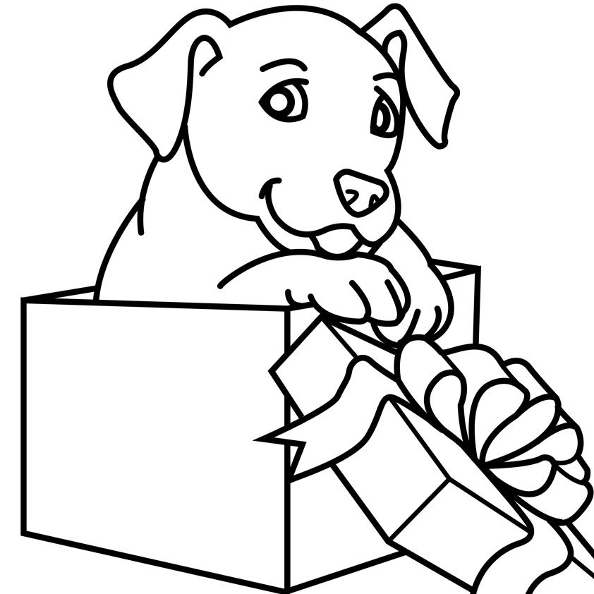 christmas dog coloring page