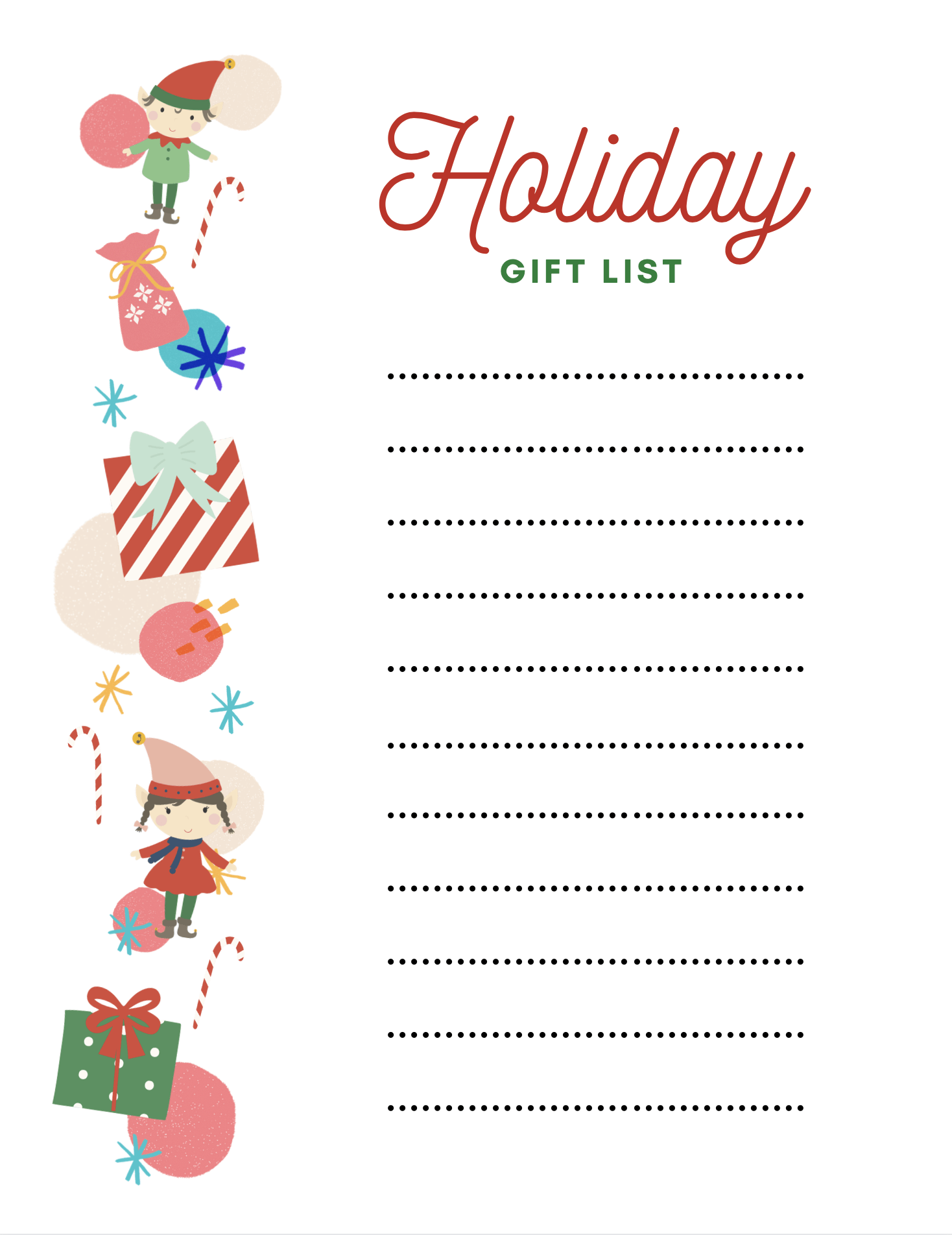printable xmas list template
