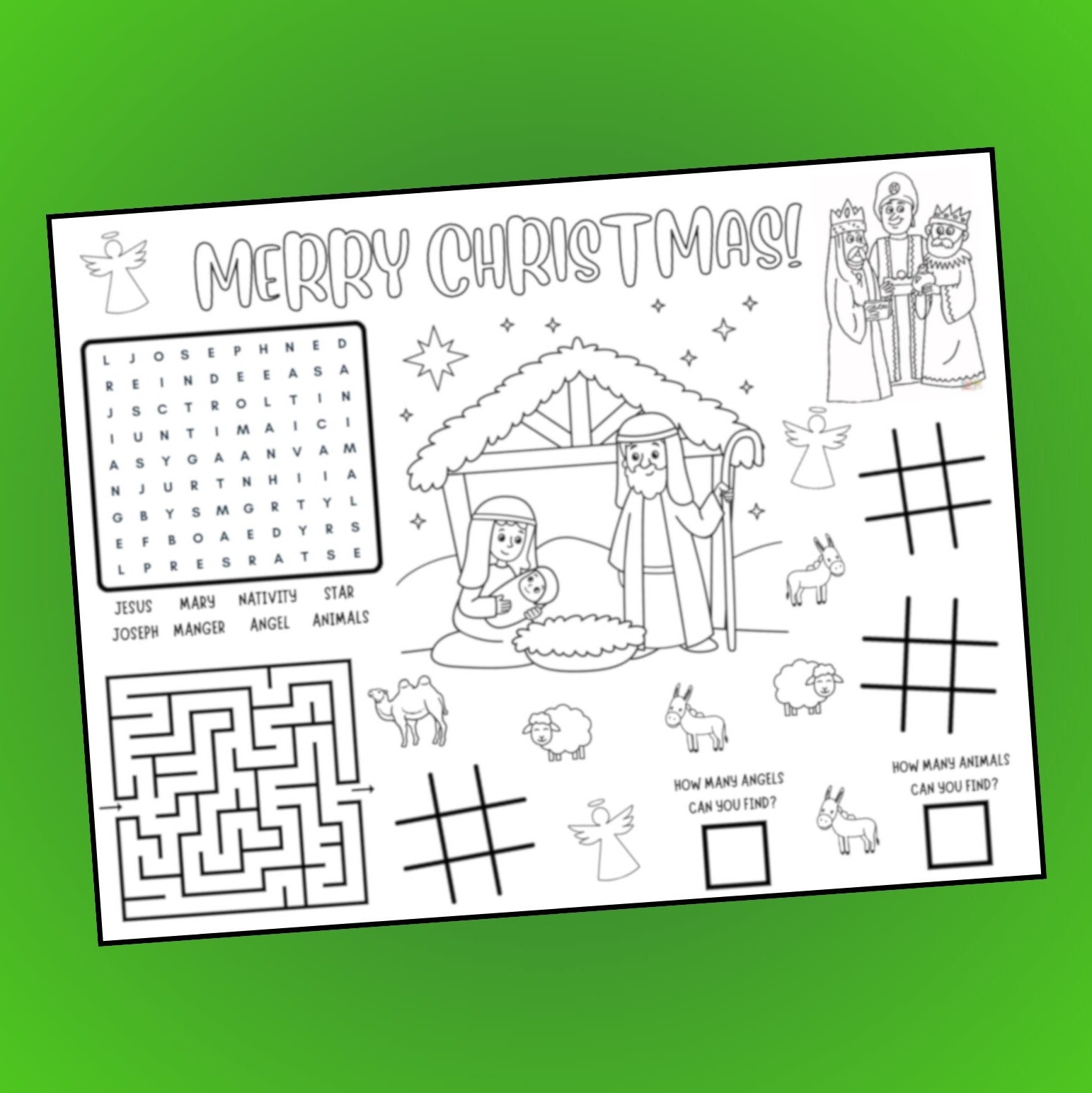 Christmas Nativity Puzzles Activity Placemat Printable PDF Etsy