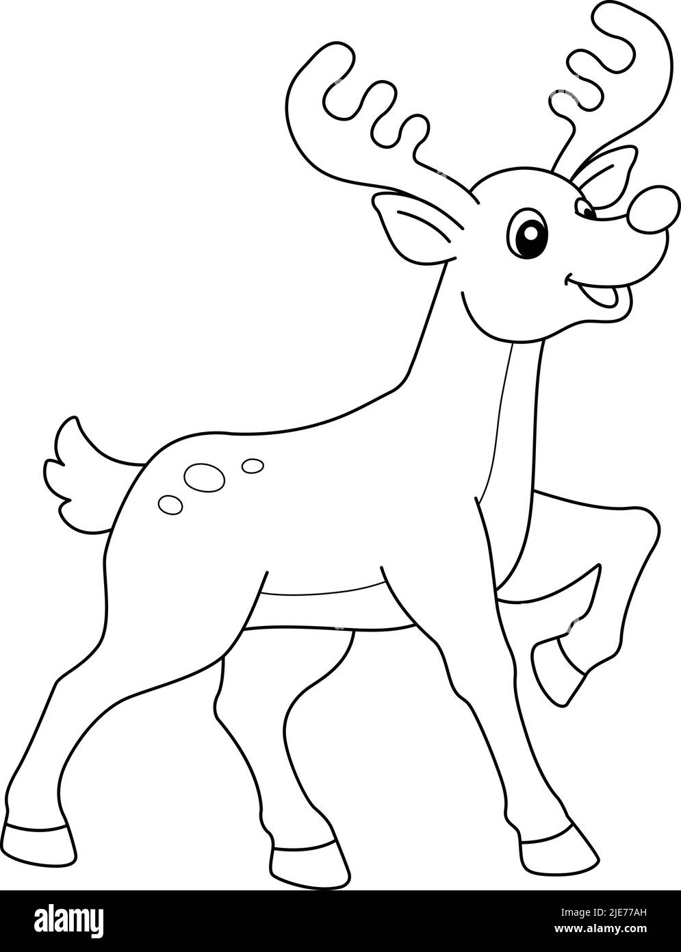 Christmas Reindeer Isolated Coloring Page For Kids Stock Vector Image U0026 Art Alamy