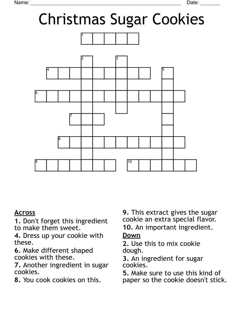 Christmas Sugar Cookies Crossword WordMint