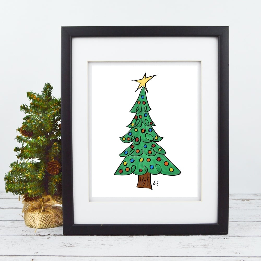 Christmas Tree With Ornaments Printable Digital Art Ideas 