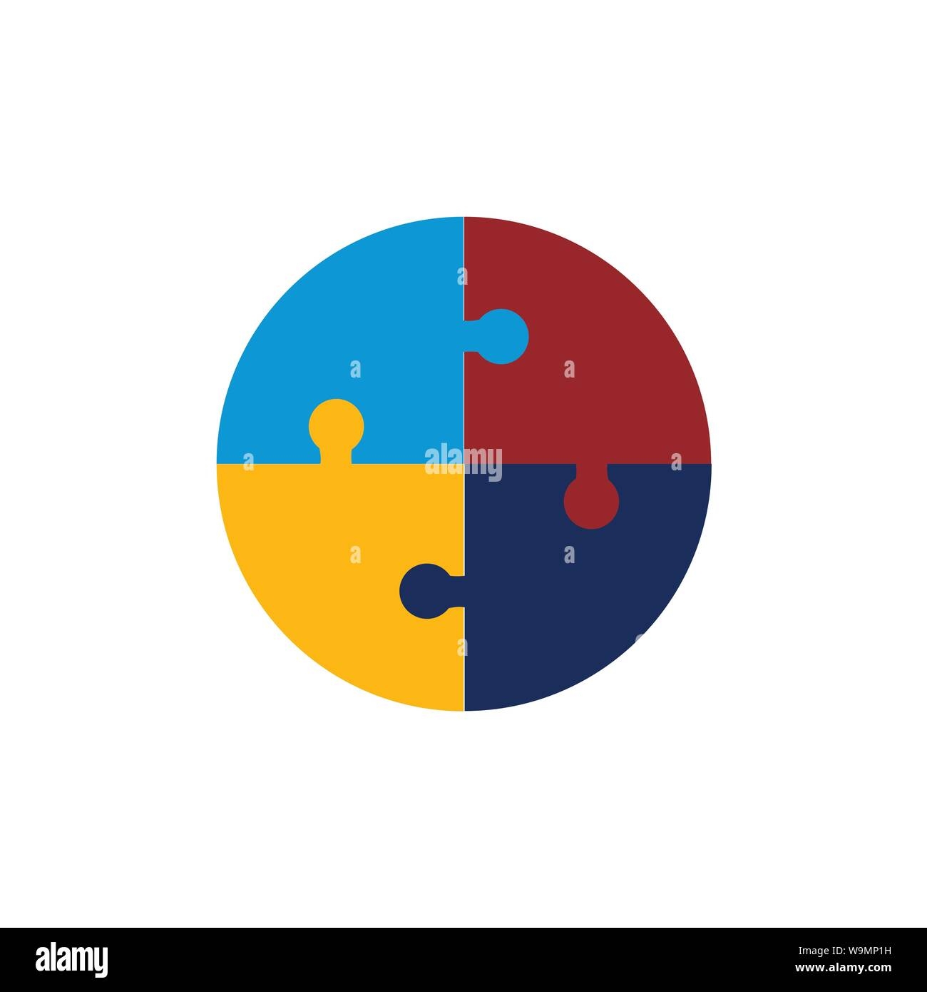 Circle Puzzle Chart Infographic Template With 4 Options For 