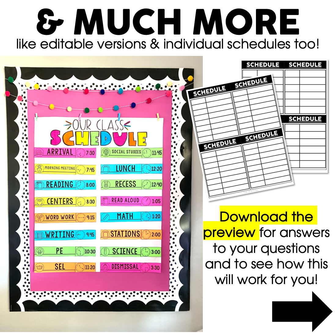 editable classroom schedule template