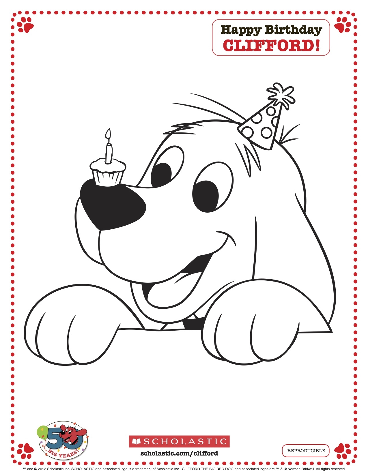 Clifford Printable Birthday Coloring Page From Scholastic Mama 