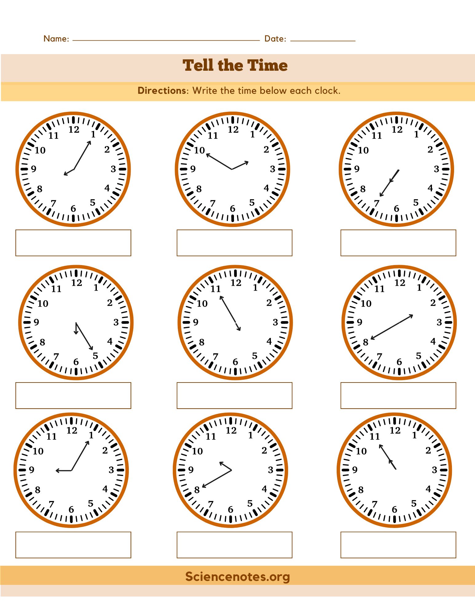 free printable clock worksheets