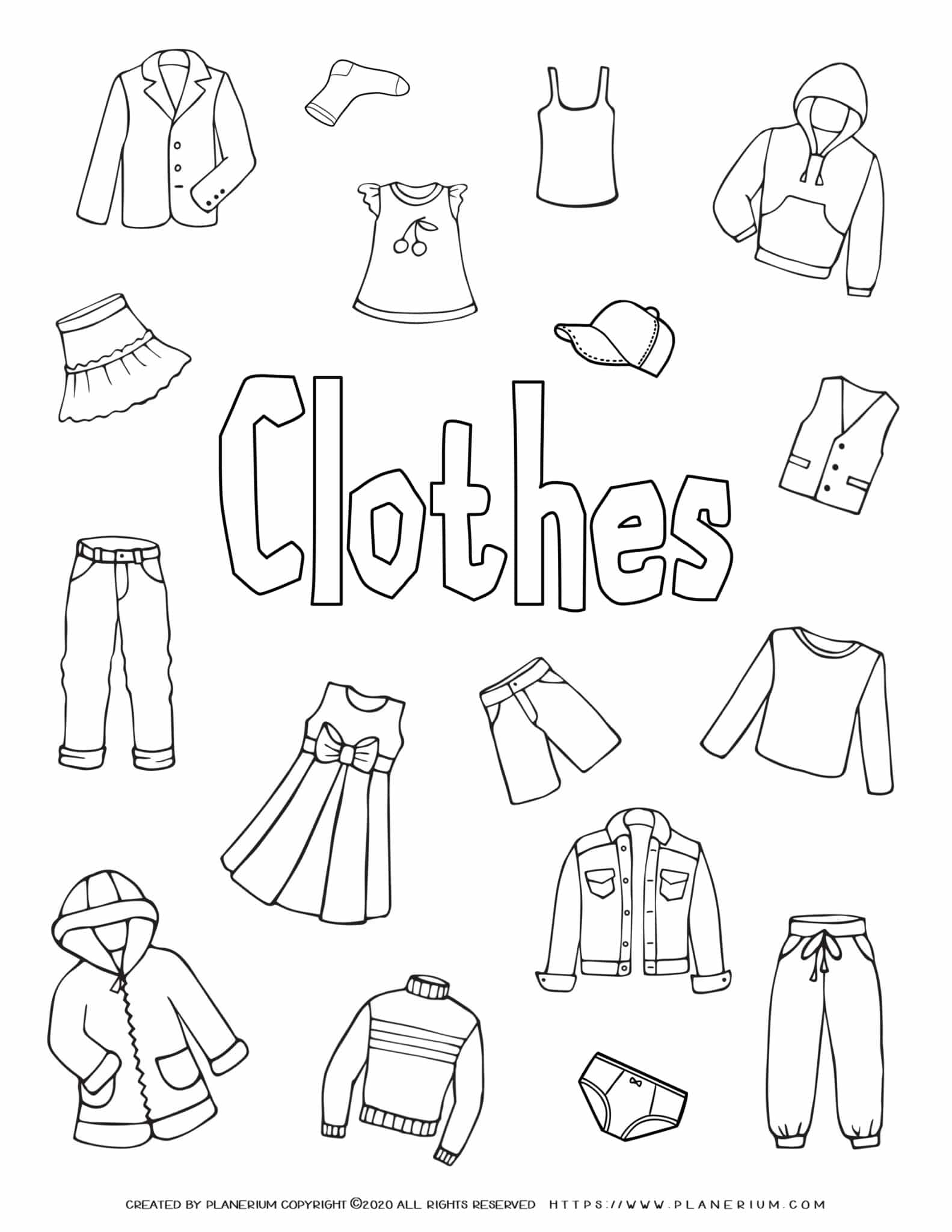 Clothes Coloring Page Related Images Planerium