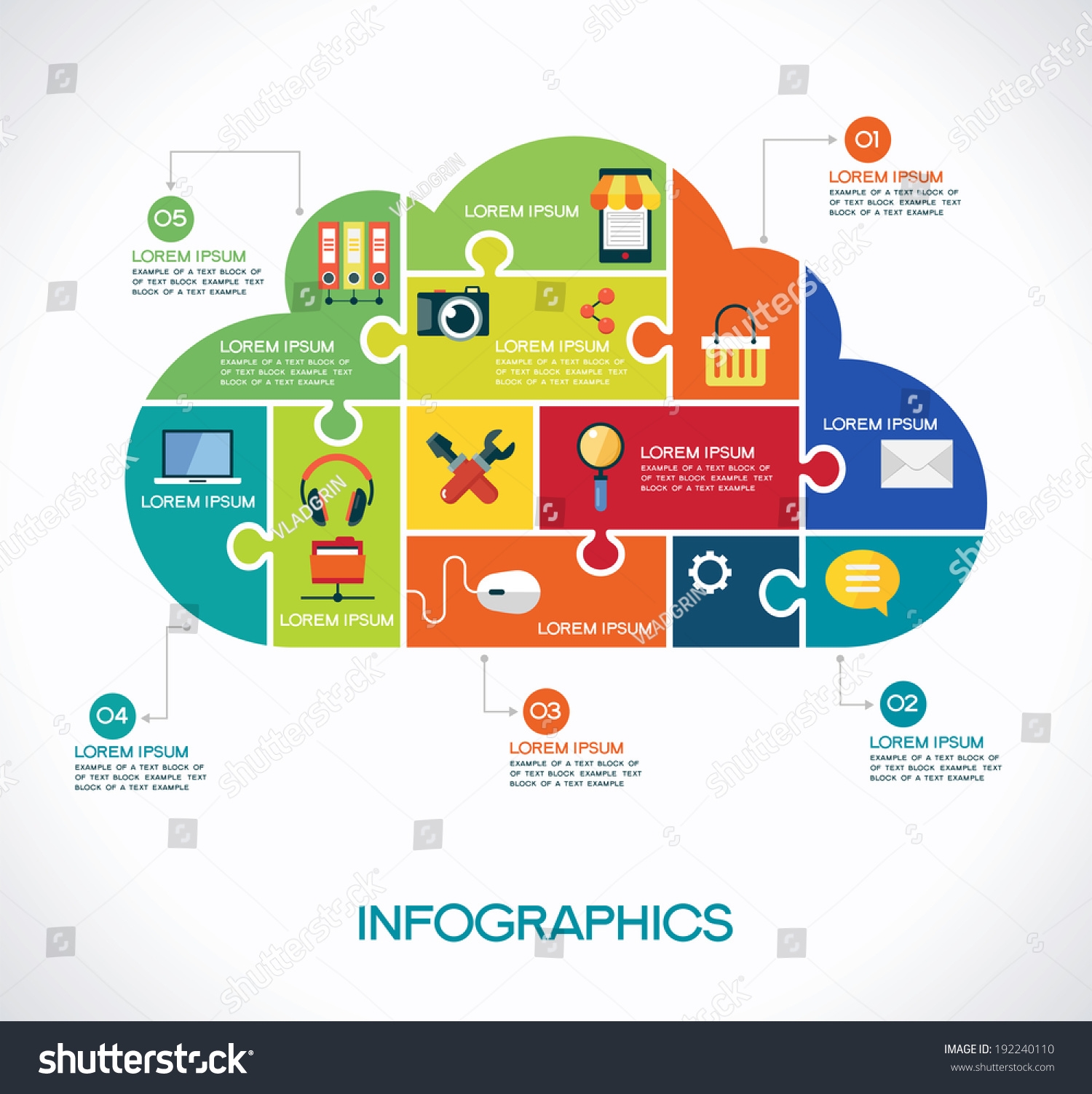 Cloud Computing Infographic Template Interface Icons Stock Vector 
