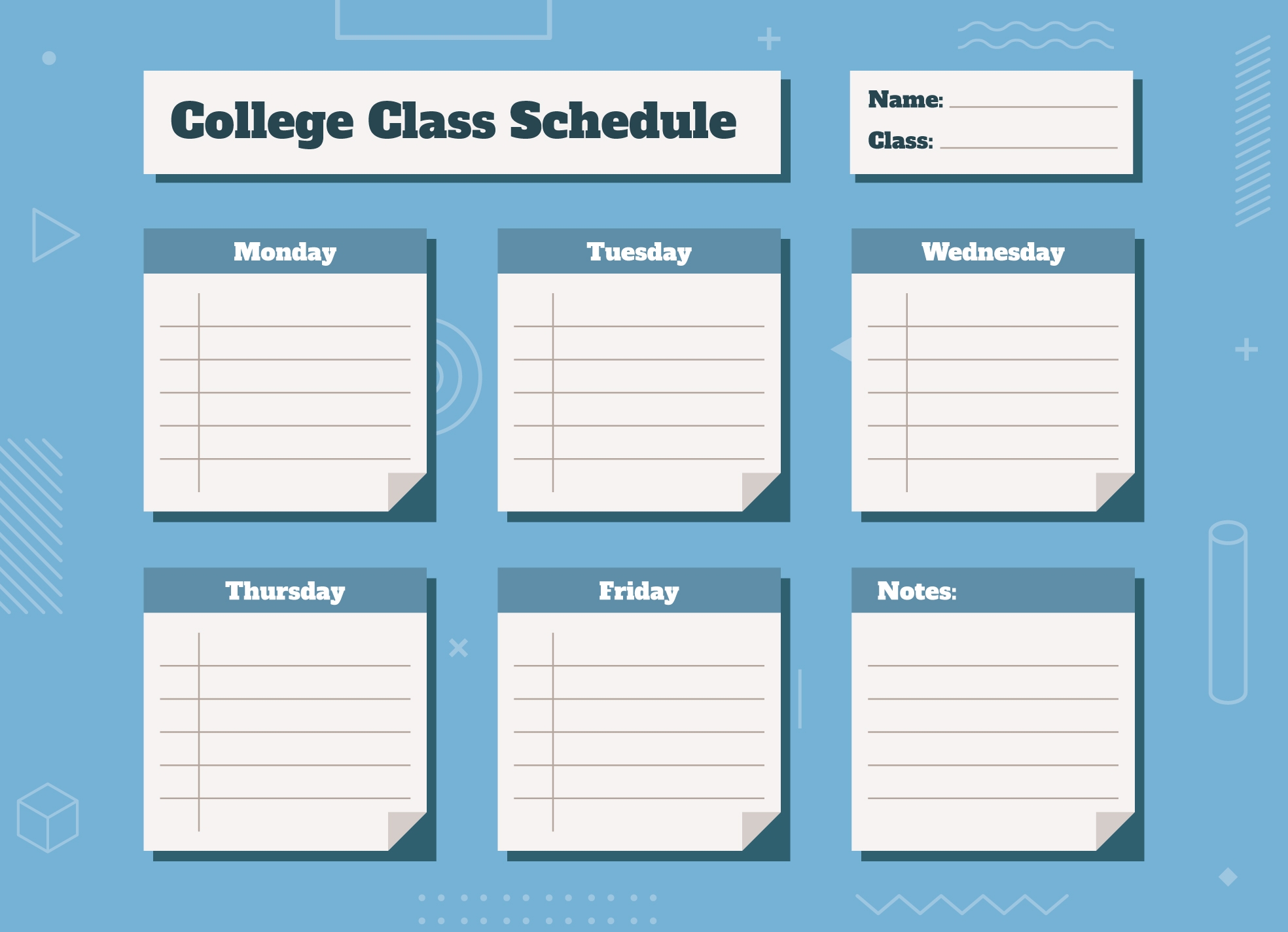 College Class Schedule Free Google Docs Template Gdoc io