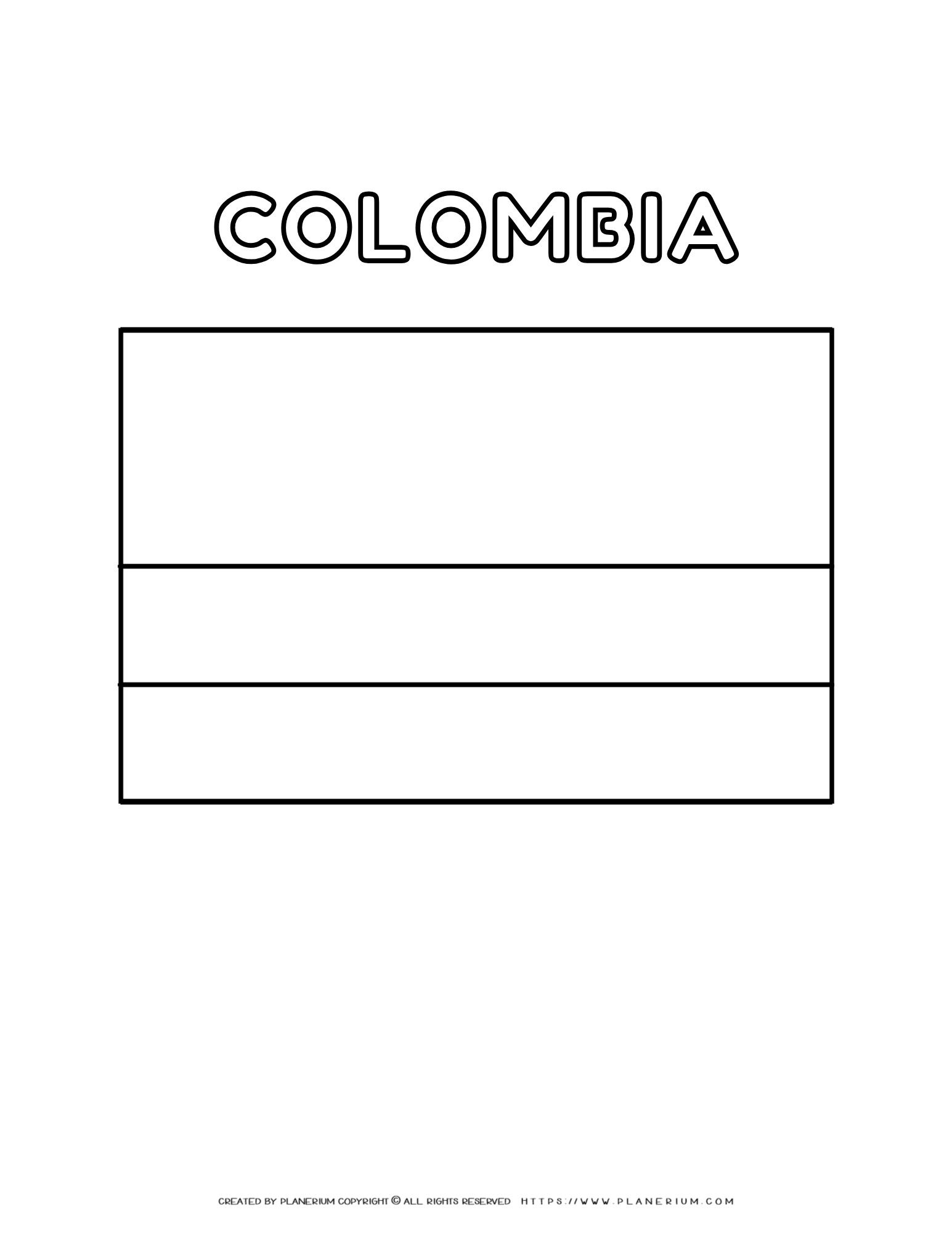 Colombia Flag Coloring Page Printable For Kids