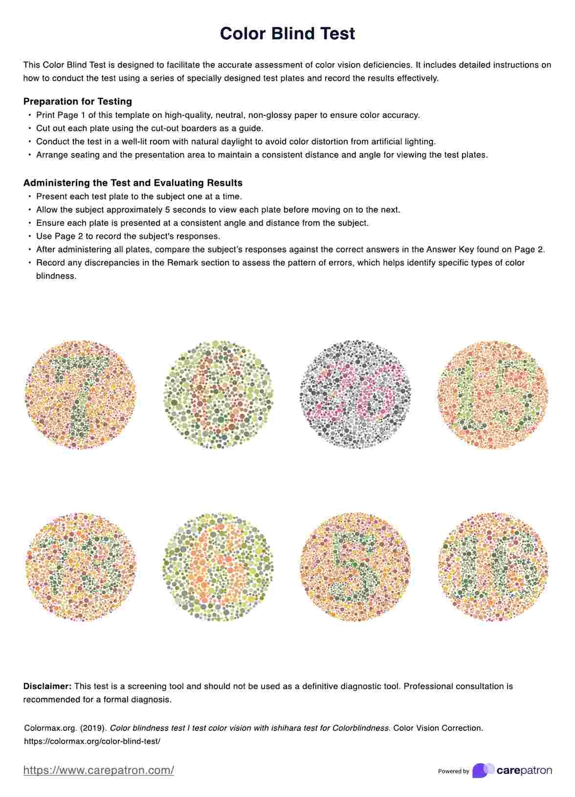 Color Blind Test U0026 Example Free PDF Download