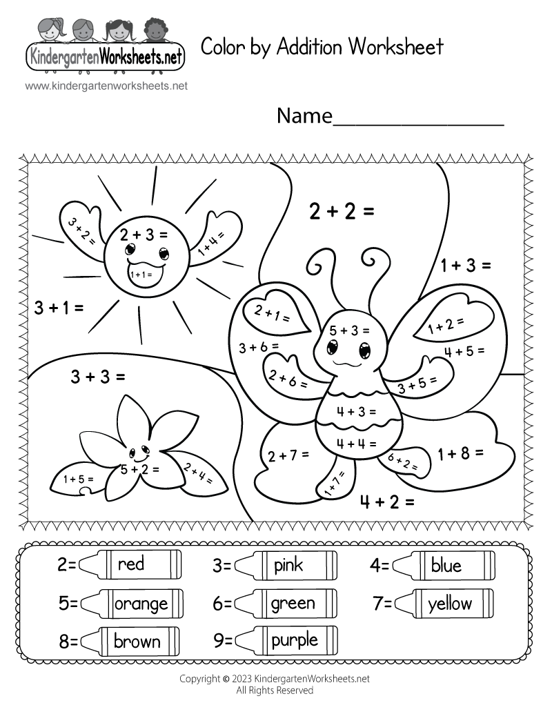 adding kindergarten worksheets