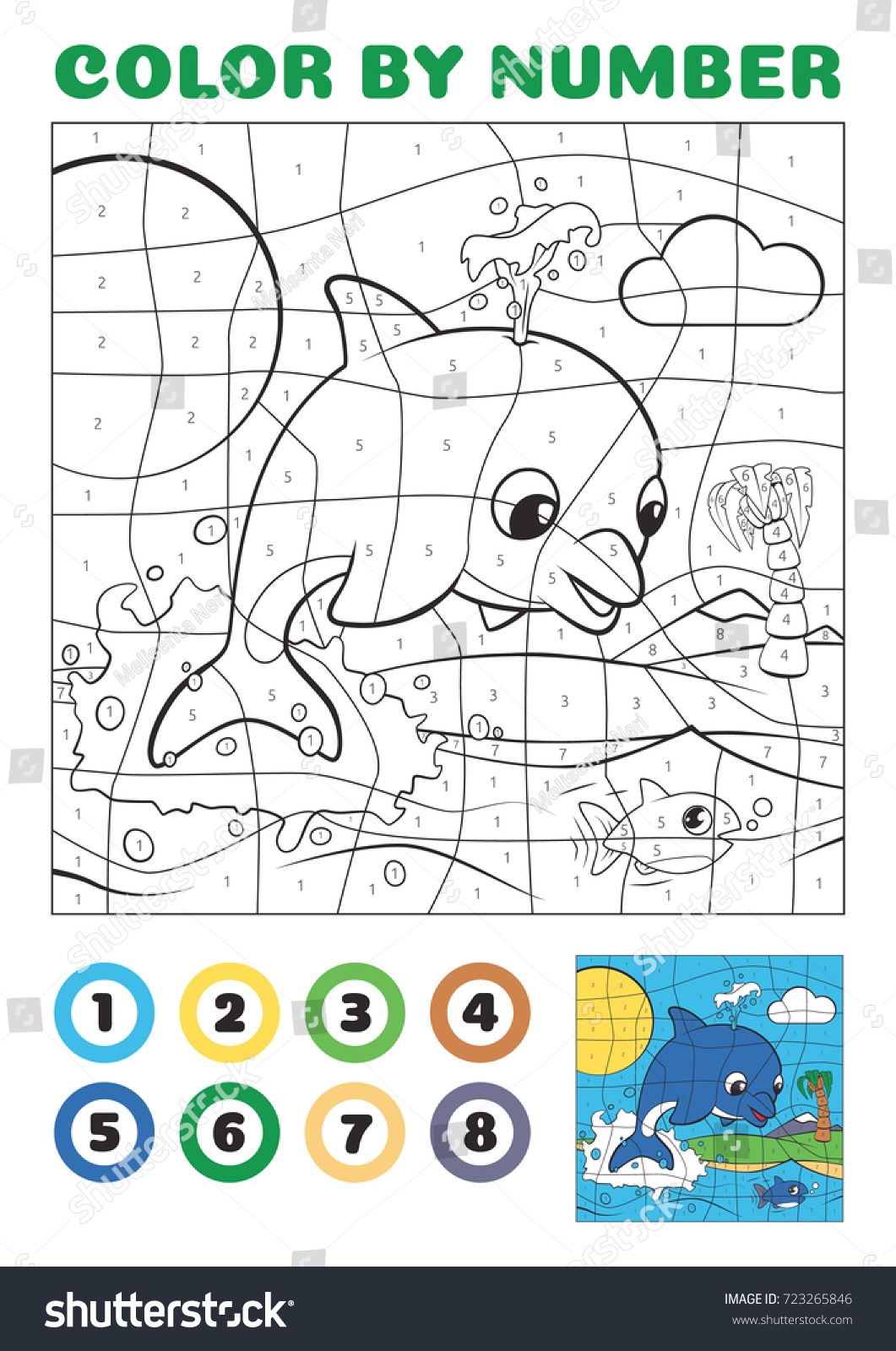 dolphin color by number