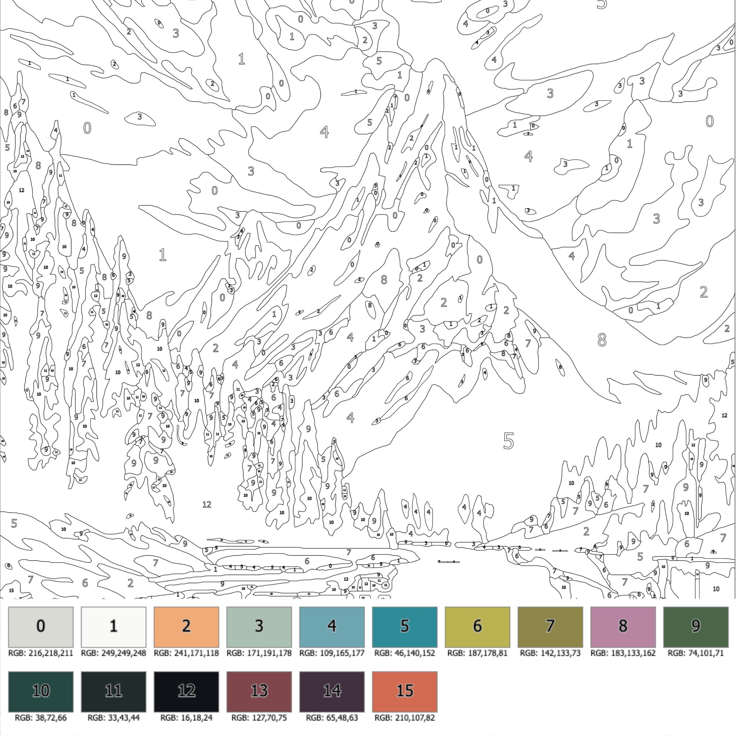 Color By Number For Adult Paint By Number Printable mountain 