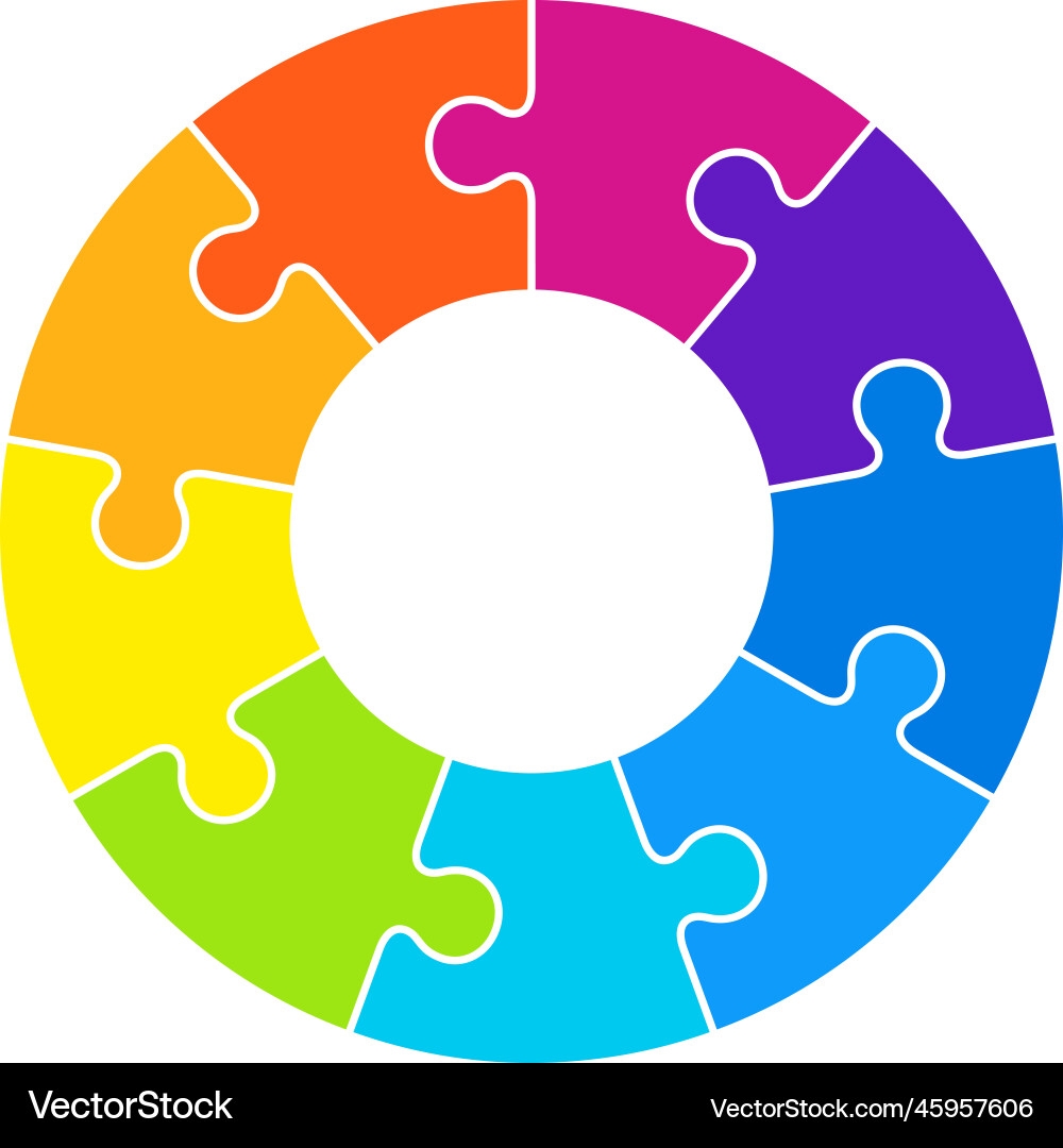 Color Jigsaw Pieces Circle Round Blank Template Vector Image