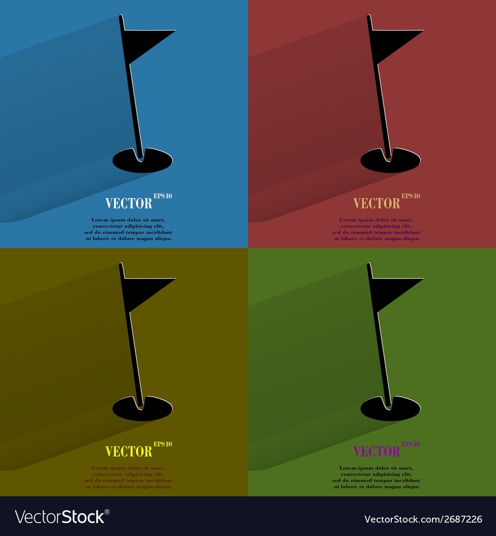 Color Set Golf Flag Flat Modern Web Button Vector Image